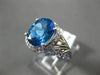 ESTATE LARGE 4.27CT DIAMOND & BLUE TOPAZ 14KT WHITE GOLD OVAL MILGRAIN FUN RING