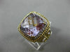 LARGE 10.93CT DIAMOND & AAA EXTRA FACET AMETHYST 14K TWO TONE GOLD FILIGREE RING