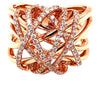 ESTATE LARGE .64CT DIAMOND 18KT ROSE GOLD MULTI ROW CRISS CROSS GALAXY FUN RING