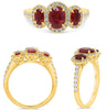 ESTATE 1.94CT DIAMOND & AAA RUBY 18KT YELLOW GOLD OVAL & ROUND ANNIVERSARY RING