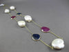ANTIQUE 6.0CTW AAA MULTI COLOR GEM & PEARL BY THE YARD 14KT YELLOW GOLD NECKLACE