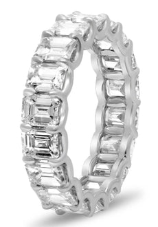LARGE 5.63CT DIAMOND PLATINUM 3D EMERALD CUT ETERNITY WEDDING ANNIVERSARY RING