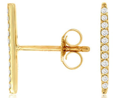 ESTATE .10CT DIAMOND 14K YELLOW GOLD CLASSIC GRADUATING BAR EAR CLIMBER EARRINGS