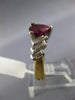 1.58CT DIAMOND AAA RHODOLITE 18K 2 TONE GOLD TRILLION & BAGUETTE ENGAGEMENT RING