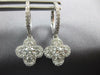 1.37CT DIAMOND 18KT WHITE GOLD 3D CLASSIC 4 LEAF CLOVER FLOWER HANGING EARRINGS
