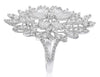 LARGE 3.27CT DIAMOND 18KT WHITE GOLD ROUND & BAGUETTE FLOWER MARQUISE SHAPE RING