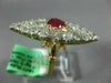 ANTIQUE EXTRA LARGE 4.25CT OLD MINE DIAMOND & AAA RUBY 18KT 2 TONE GOLD FUN RING
