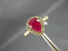 ESTATE 1.57CT DIAMOND & AAA RUBY 14KT ROSE GOLD 3D PEAR SHAPE ENGAGEMENT RING