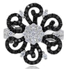 1.07CT WHITE & BLACK DIAMOND 18KT WHITE GOLD MULTI HEART FLOWER FRIENDSHIP RING
