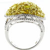 EXTRA LARGE 4.4CT WHITE & FANCY YELLOW DIAMOND 18KT 2 TONE GOLD CLUSTER FUN RING
