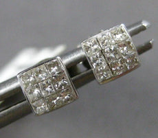 ESTATE .25CT DIAMOND 14KT WHITE GOLD 3D PRINCESS INVISIBLE SQUARE STUD EARRINGS