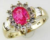 Estate 2.45Ct Diamond & AAA Pink Sapphire 14Kt Yellow Gold Oval Round & Baguette Ring