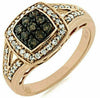ESTATE .50CT WHITE & CHOCOLATE FANCY DIAMOND 14KT ROSE GOLD SQUARE HALO FUN RING