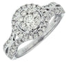 ESTATE .73CT DIAMOND 14KT WHITE GOLD 3D CLASSIC CLUSTER FLOWER LOVE RING