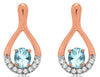 ESTATE 0.74CT DIAMOND & AAA AQUAMARINE 14KT ROSE GOLD TEAR DROP HANGING EARRINGS