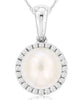 .08CT DIAMOND & AAA SOUTH SEA PEARL 14K WHITE GOLD 3D SOLITAIRE FLOATING PENDANT