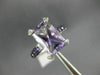 LARGE 4.17CT DIAMOND & AAA AMETHYST 14K WHITE GOLD ROUND & EMERALD FILIGREE RING