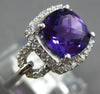 WIDE 2.25CT DIAMOND & AAA AMETHYST 14KT WHITE GOLD 3D CUSHION & ROUND HALO RING