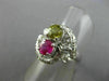 LARGE 1.07CT DIAMOND & AAA PINK YELLOW SAPPHIRE 14KT WHITE GOLD FLOWER LOVE RING