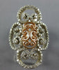 LARGE .64CT DIAMOND 14KT WHITE & ROSE GOLD MULTI HEART OPEN FILIGREE LOVE RING