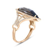LARGE 3.09CT DIAMOND & AAA SMOKY QUARTZ 14KT ROSE GOLD MARQUISE & ROUND FUN RING