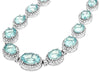LARGE 51.8CT DIAMOND & AAA AQUAMARINE 14KT WHITE GOLD OVAL & ROUND HALO NECKLACE