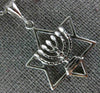 ESTATE 14KT WHITE GOLD 3D CLASSIC STAR OF DAVID MENORAH FLOATING PENDANT #777