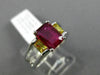 ESTATE 1.56CT RUBY & YELLOW SAPPHIRE 14KT WHITE GOLD 3D 3 STONE ENGAGEMENT RING