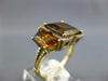 LARGE 6.27CT DIAMOND AAA CITRINE 14K YELLOW GOLD SQUARE & TRAPEZOID 3 STONE RING