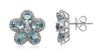 4.87CT DIAMOND & AAA AQUAMARINE 14K WHITE GOLD OVAL & ROUND FLOWER STUD EARRINGS