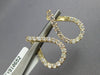 1.42CT DIAMOND 14KT YELLOW GOLD 3D OPEN TEAR DROP SIDEWAYS HOOP HANGING EARRINGS