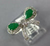 .71CT DIAMOND & AAA EMERALD 14K WHITE GOLD PEAR SHAPE & ROUND BOW SHAPE FUN RING