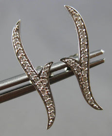 ESTATE .18CT DIAMOND 14KT WHITE GOLD 3D CLASSIC DOUBLE LEAF EAR CLIMBER EARRINGS