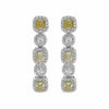 LARGE 3.64CT WHITE & FANCY YELLOW DIAMOND 18KT 2 TONE GOLD 5 STONE HALO EARRINGS