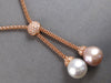 LARGE .42CT DIAMOND & AAA WHITE & PINK SOUTH SEA PEARL 18K ROSE GOLD 3D NECKLACE