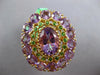 EXTRA LARGE 27.1CT AAA AMETHYST & AAA TSAVORITE 18K YELLOW GOLD OVAL FLOWER RING