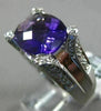 ESTATE LARGE 5.59CT DIAMOND & AAA EXTRA FACET AMETHSYT 18KT WHITE GOLD OVAL RING