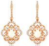1.05CT DIAMOND & AAA OPAL 14KT ROSE GOLD 3D OVAL & ROUND FLOWER HANGING EARRINGS
