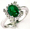 1.45CT DIAMOND AAA EMERALD 14KT WHITE GOLD OVAL ROUND & BAGUETTE ENGAGEMENT RING
