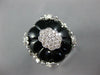 ESTATE LARGE .82CT DIAMOND & AAA BLACK ONYX 14KT WHITE GOLD 3D FLOWER FUN RING