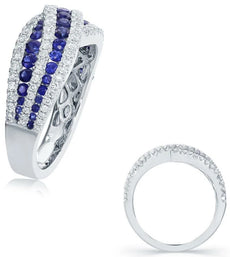 1.49CT DIAMOND & AAA SAPPHIRE 14KT WHITE GOLD 3D GRADUATING INFINITY LOVE RING