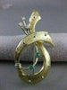 LARGE ANTIQUE OLD MINE DIAMOND EMERALD BOW 18KT W YELLOW GOLD PIN BROOCH #20404