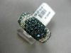 ESTATE 2.75CT WHITE & BLUE DIAMOND 14KT WHITE GOLD 3D MULTI ROW ANNIVERSARY RING