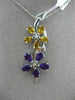 LARGE 3.80CT DIAMOND & AAA AMETHYST & CITRINE 14K WHITE GOLD 3D FLOATING PENDANT