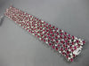 ESTATE LARGE 38.47CT DIAMOND & AAA RUBY 18K WHITE GOLD MULTI ROW TENNIS BRACELET