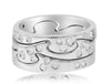 ESTATE WIDE .45CT DIAMOND 14KT WHITE GOLD 3D DOUBLE SWIRL ETOILE FUN RING