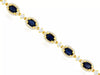 10.45CT DIAMOND & AAA SAPPHIRE 14K YELLOW GOLD OVAL & ROUND HALO TENNIS BRACELET