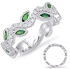 ESTATE .73CT DIAMOND & AAA TSAVORITE 14KT WHITE GOLD MULTI LEAF ANNIVERSARY RING