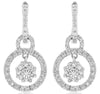 .35CT DIAMOND 14K WHITE GOLD 3D ROUND FLOWER CIRCULAR LOVE KNOT HANGING EARRINGS