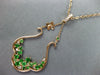 1.53CT DIAMOND & AAA TSAVORITE 14KT ROSE GOLD FLOWER TEAR DROP FLOATING PENDANT